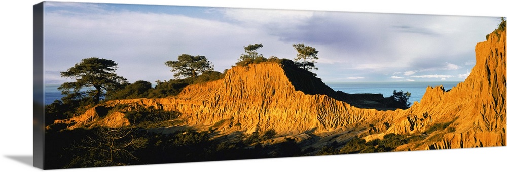 Rock formations on a landscape, Broken Hill, Torrey Pines State Natural Reserve, La Jolla, San Diego, San Diego County, Ca...