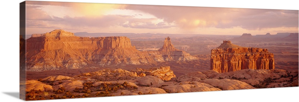 Rock formations on a landscape, Canyonlands National Park, Utah Wall ...