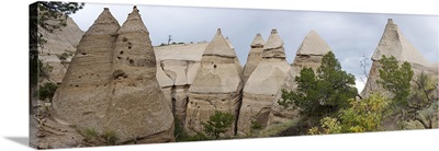 Rock formations on a landscape, Kasha Katuwe Tent Rocks, Santa Fe, New Mexico