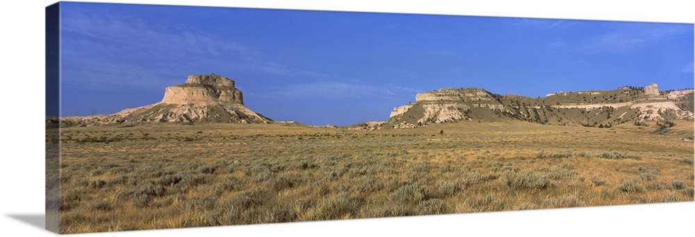 Rock formations on a landscape, Scotts Bluff National Monument, Nebraska Highway 92, Scotts Bluff County, Nebraska,