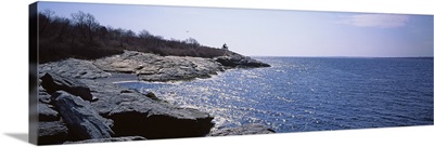 Rock formations on the coast, Castle Hill Lighthouse, Newport, Newport County, Rhode Island