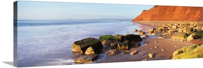 Rocks at the seaside, Sandy Bay, Exmouth, Devon, England
