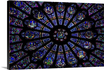 Rose window of a cathedral, Notre Dame, Paris, Ile-De-France, France