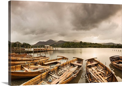 Rowboats on Derwentwater, Lake District National Park, Cumbria, England