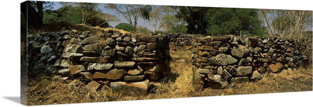 Ruins of a stone wall, Thimlich Ohinga, Lake Victoria, Great Rift Valley, Kenya