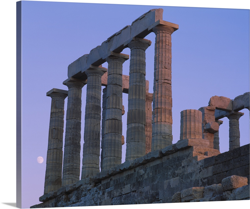 Ruins of a temple, Temple of Poseidon, Anavyssos, Sounion, Attica, Greece