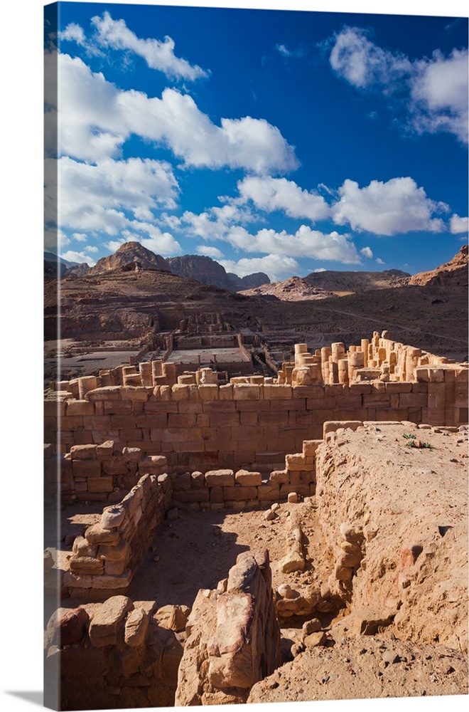 Ruins of the Temple of the Winged Lions at Ancient Nabatean City of Petra, Wadi Musa, Ma'an Governorate, Jordan