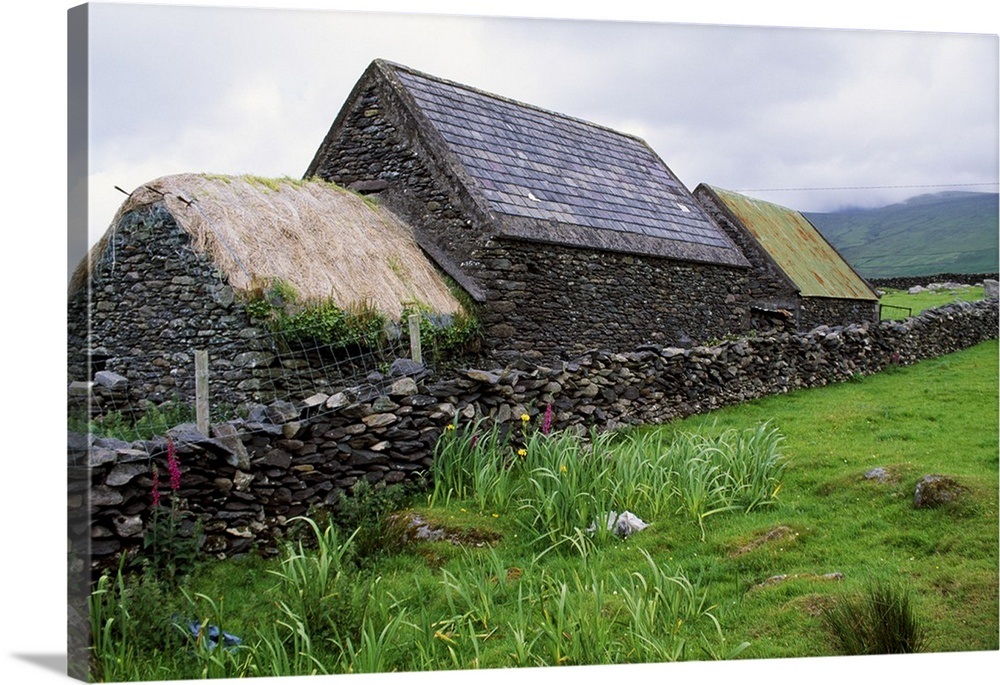 Rustic stone farmhouse, rural Ireland. Wall Art, Canvas Prints, Framed