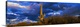 image thumbnail of Panoramic photo on canvas of a cactus standing in the middle of a desert with underbrush and impressive clouds in the sky.