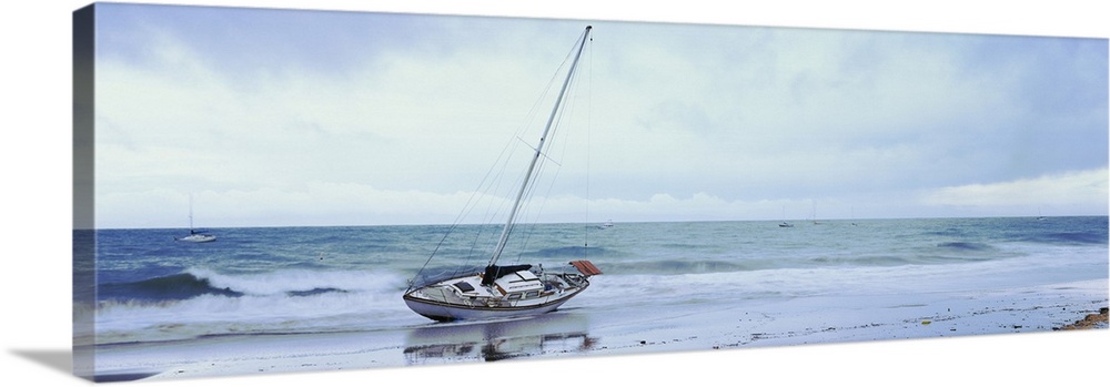 Sailboat in ocean, Santa Barbara, Santa Barbara County, California, USA