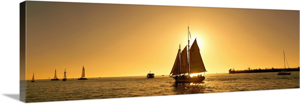 KEY WEST Sunset Sail 11x14 Matted Art Photo Photograph Florida Keys Sailing Boat 