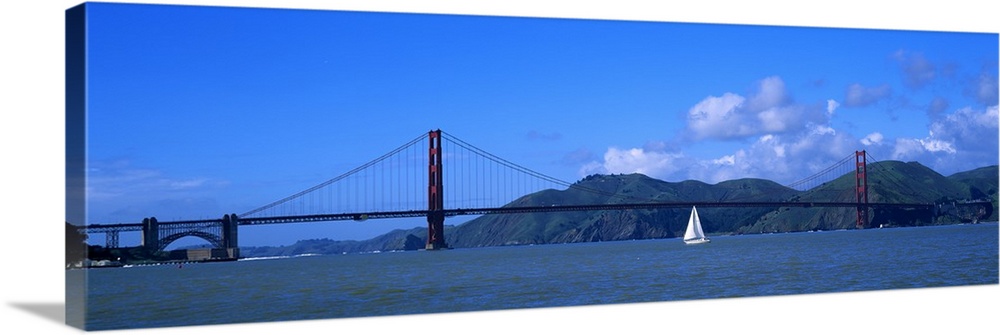 Sailboat near a bridge, Golden Gate Bridge, San Francisco, California