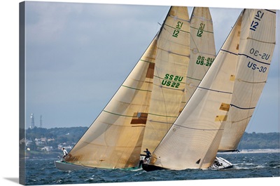 Sailboats competing in the 12-Metre Class Championship, Newport, Rhode Island