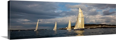 Sailboats competing in the 12-Metre Class Championship, Newport, Rhode Island