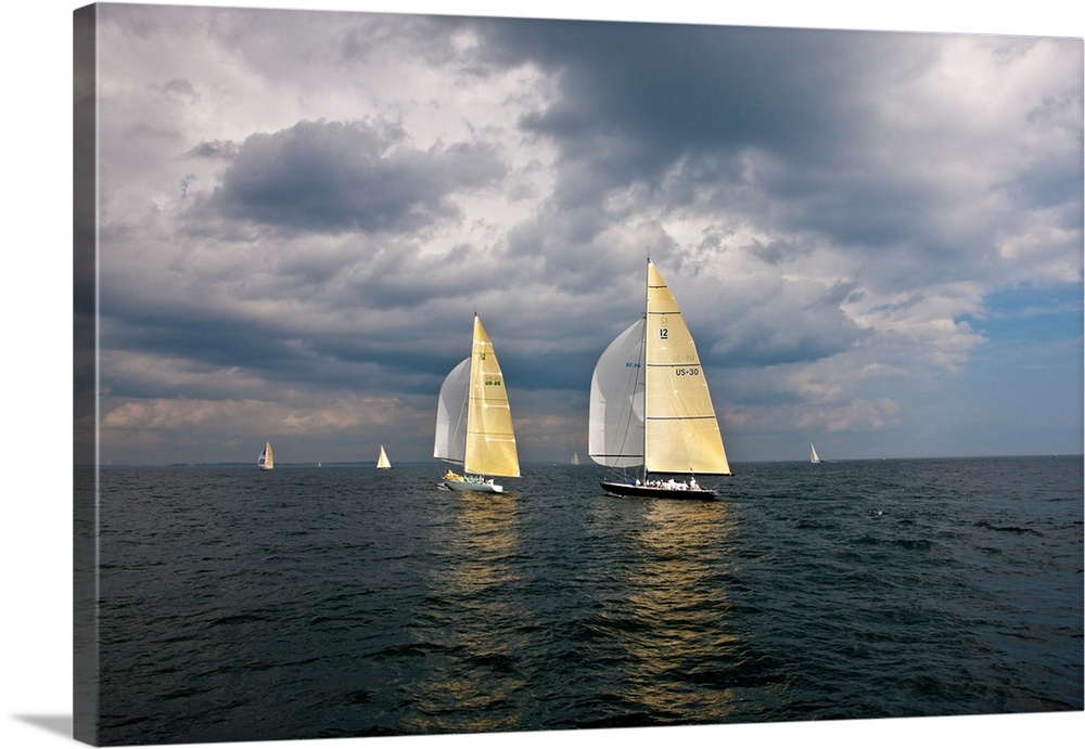 Sailboats competing in the 12-Metre Class Championship, Newport, Rhode Island, USA