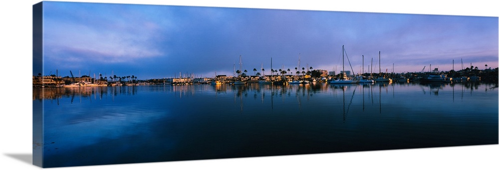 Sailboats in a harbor, Newport Beach Harbor, Newport Beach, California, USA