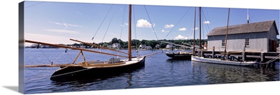 Sailboats in a river, Mystic, New London County, Connecticut