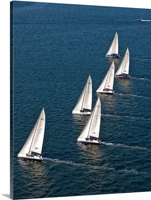 Sailboats in Swan NYYC Invitational Regatta, Newport, Rhode Island