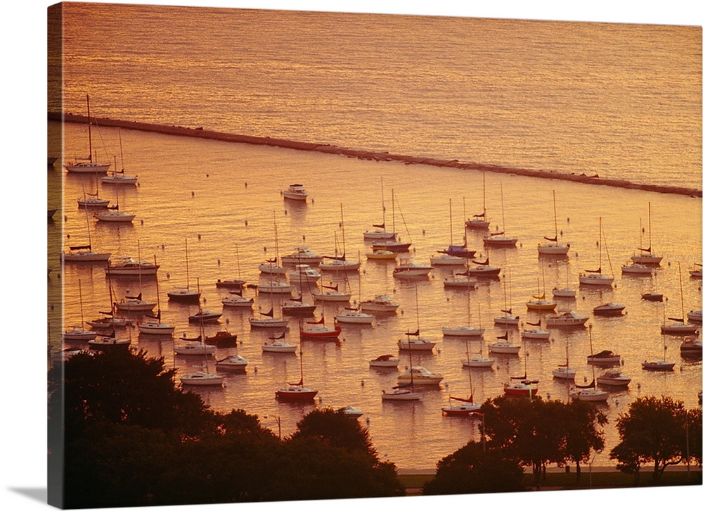 Sailboats in the sea, Grant Park, Chicago, Cook County, Illinois,