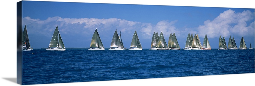 Sailboats racing in the sea, Farr 40's race during Key West Race Week, Key West Florida, 2000