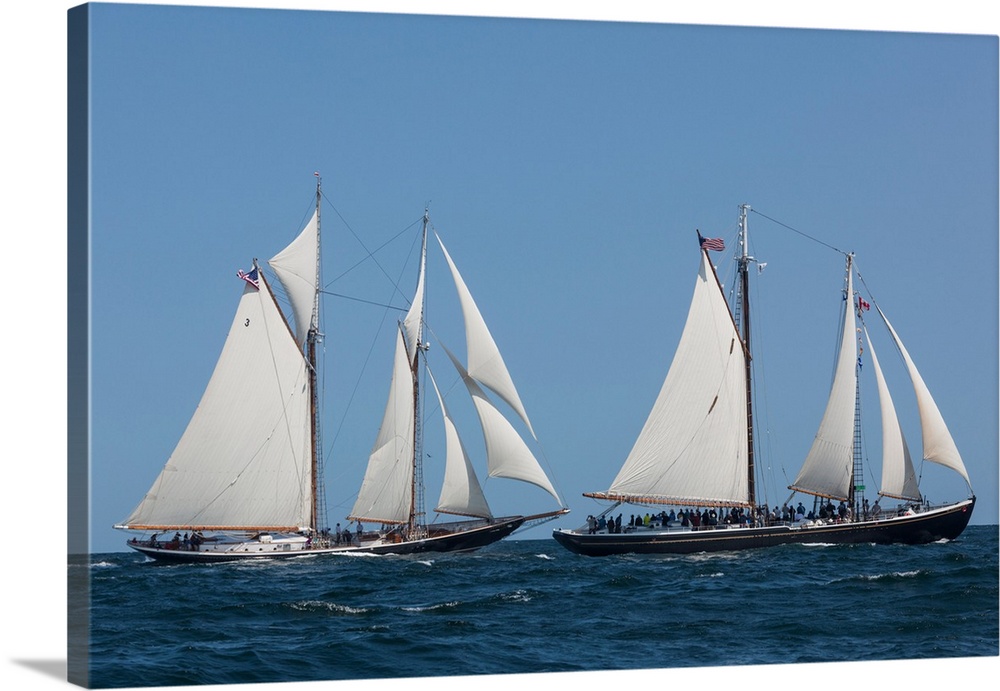 Sailing ship in the ocean at gloucester schooner festival, gloucester, cape ann, essex county, massachusetts, USA.