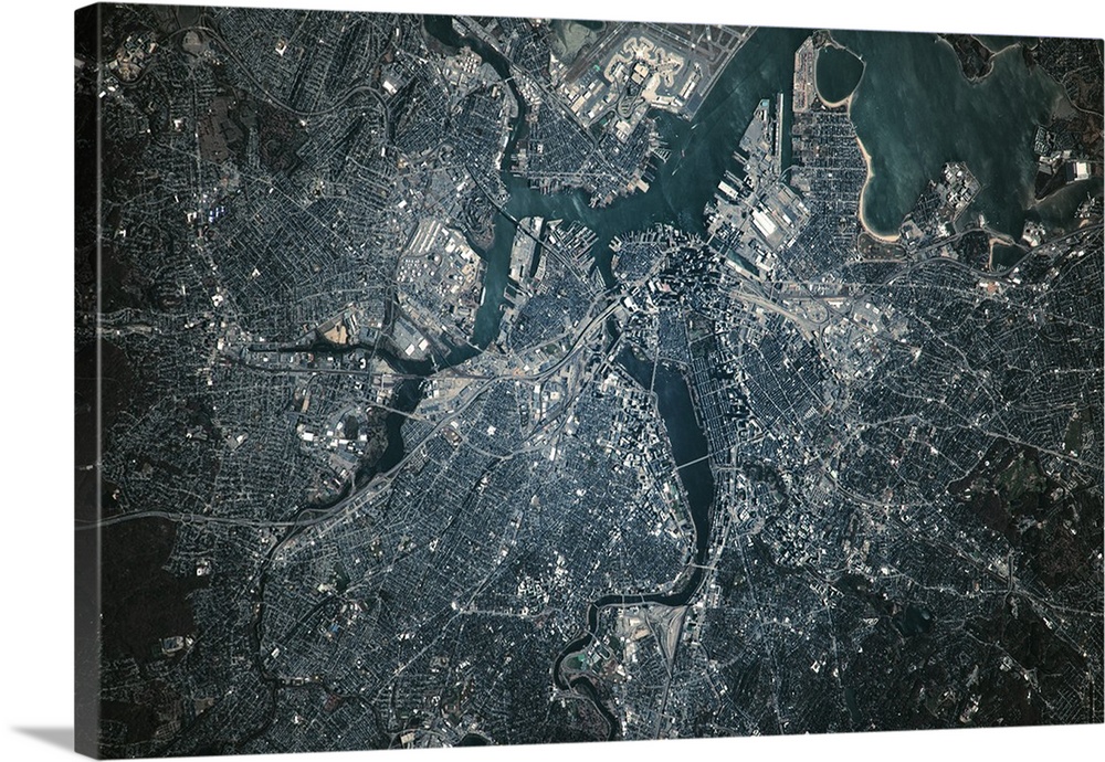 Satellite view of Boston, Massachusetts, USA