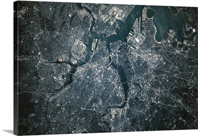 Satellite view of Boston, Massachusetts