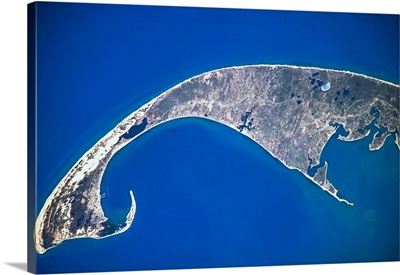 Satellite view of Cape Cod National Seashore area in North Atlantic Ocean, Massachusetts
