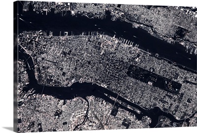 Satellite view of Manhattan, New York City, New York State