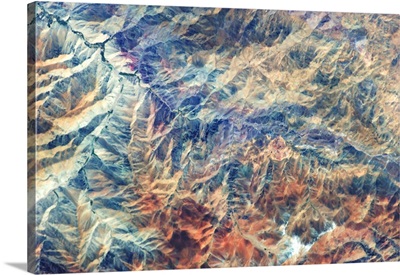 Satellite view of mountain range near Los Vilos, Coquimbo Region, Chile