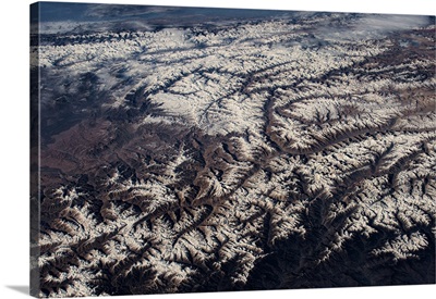 Satellite view of mountain range, The Himalayas, Punjab, Pakistan