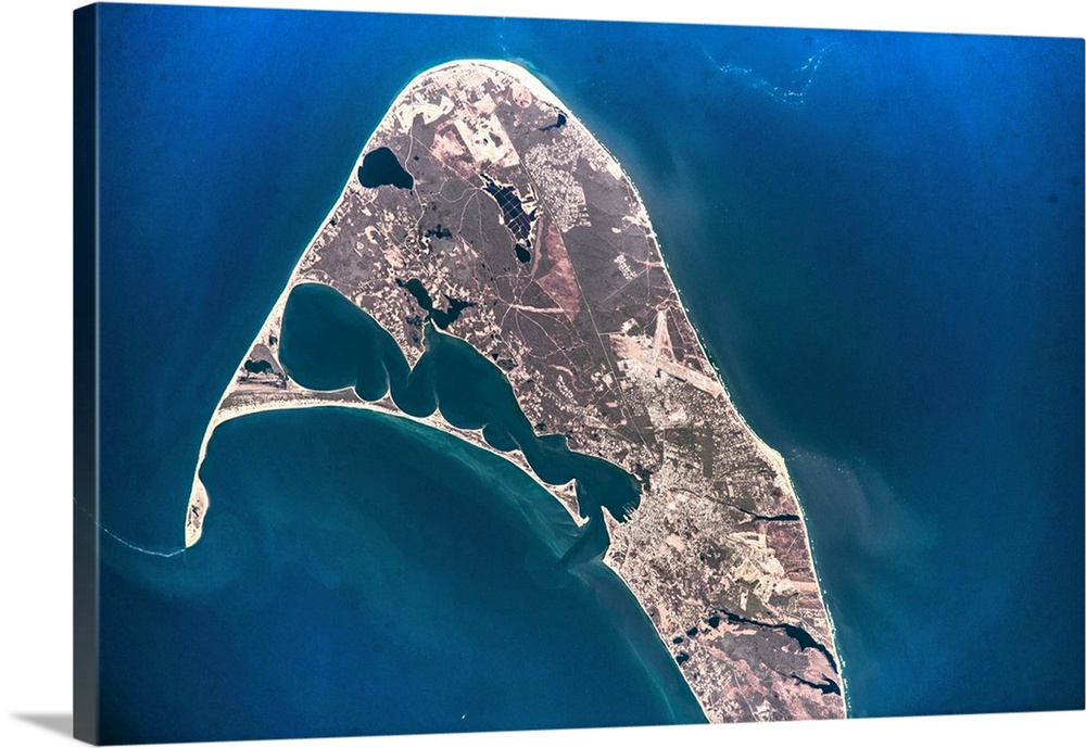Satellite view of Nantucket Island, Cape Coad, Massachusetts, USA