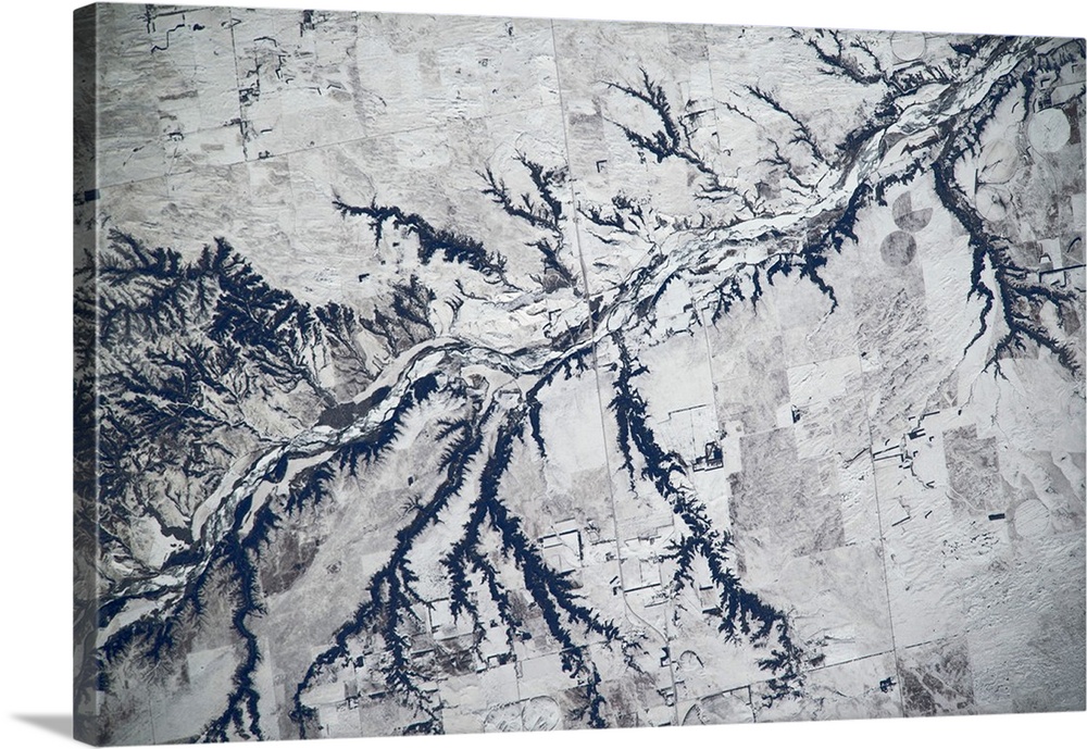 Satellite view of Neobrara River near Newman Grove, Nebraska, USA