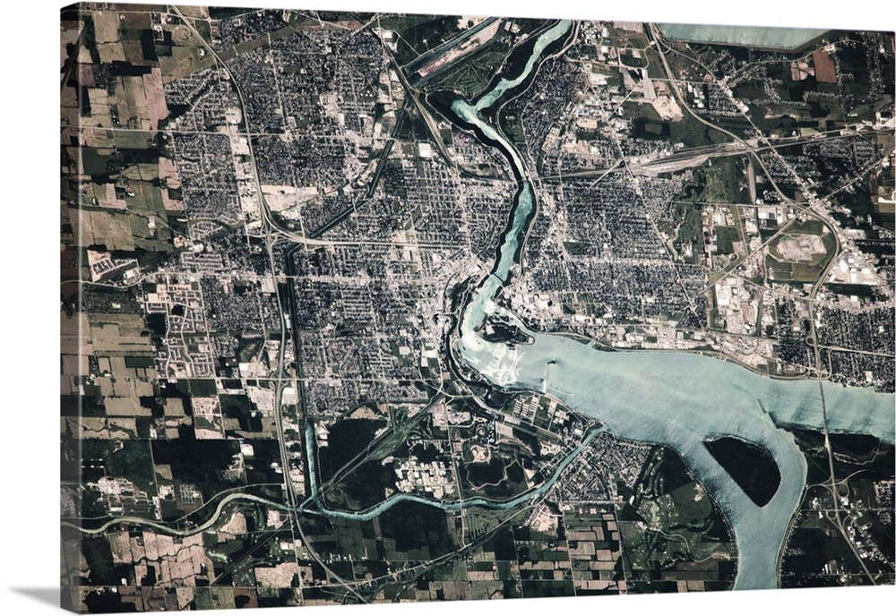 Satellite view of Niagara Falls, New York-Ontario, USA-Canada