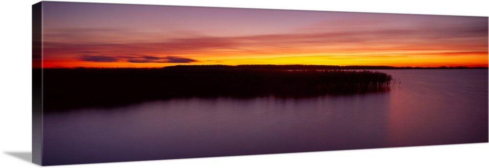 Scenic view of a lake at dusk, kisajno lake, gizycko, poland.