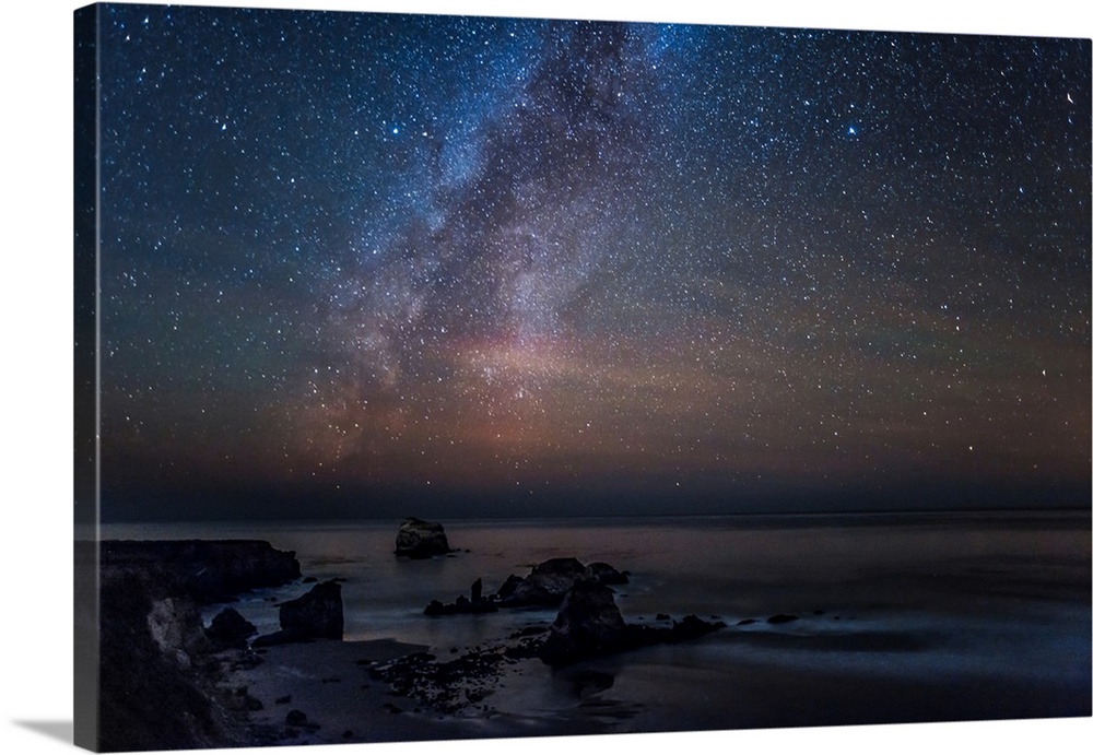 Scenic view of beach against star field at night, Sand Dollar Beach, Plaskett Creek, Big Sur, California, USA
