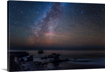 Scenic view of beach against star field at night, Sand Dollar Beach, Big Sur, California