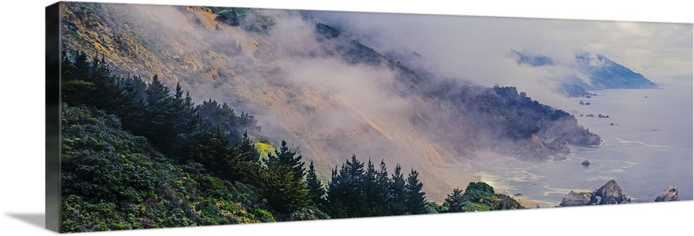 Scenic view of fog over Big Sur coastline, California, USA