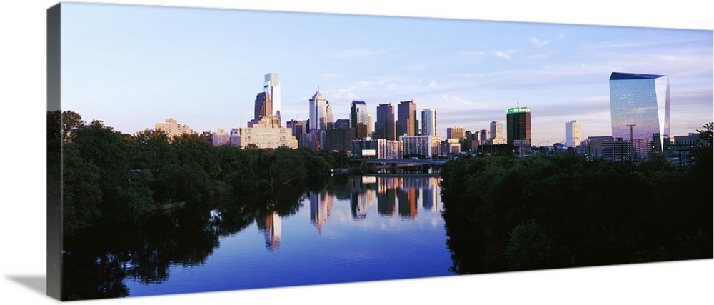 Schuylkill River with skyscrapers in the background, Philadelphia, Pennsylvania, USA