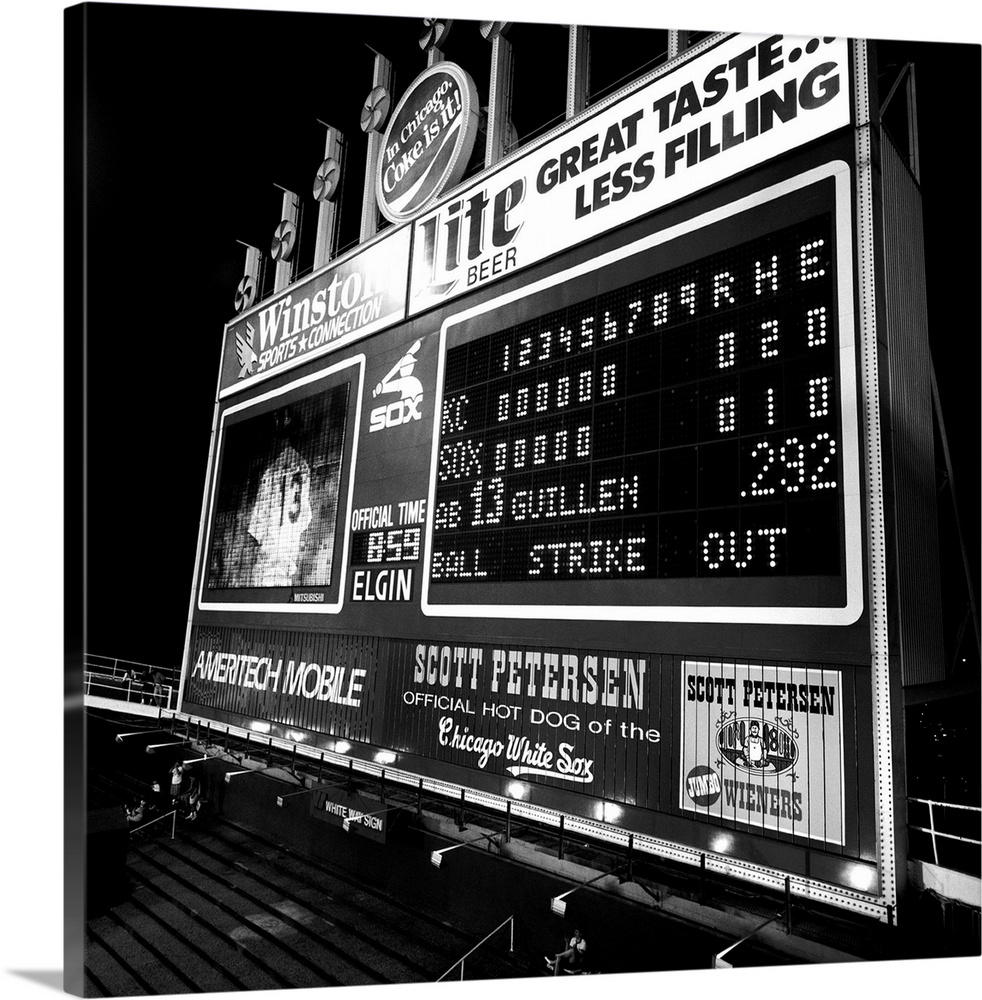 Scoreboard in a baseball stadium, U.S. Cellular Field, Chicago, Cook County, Illinois, USA