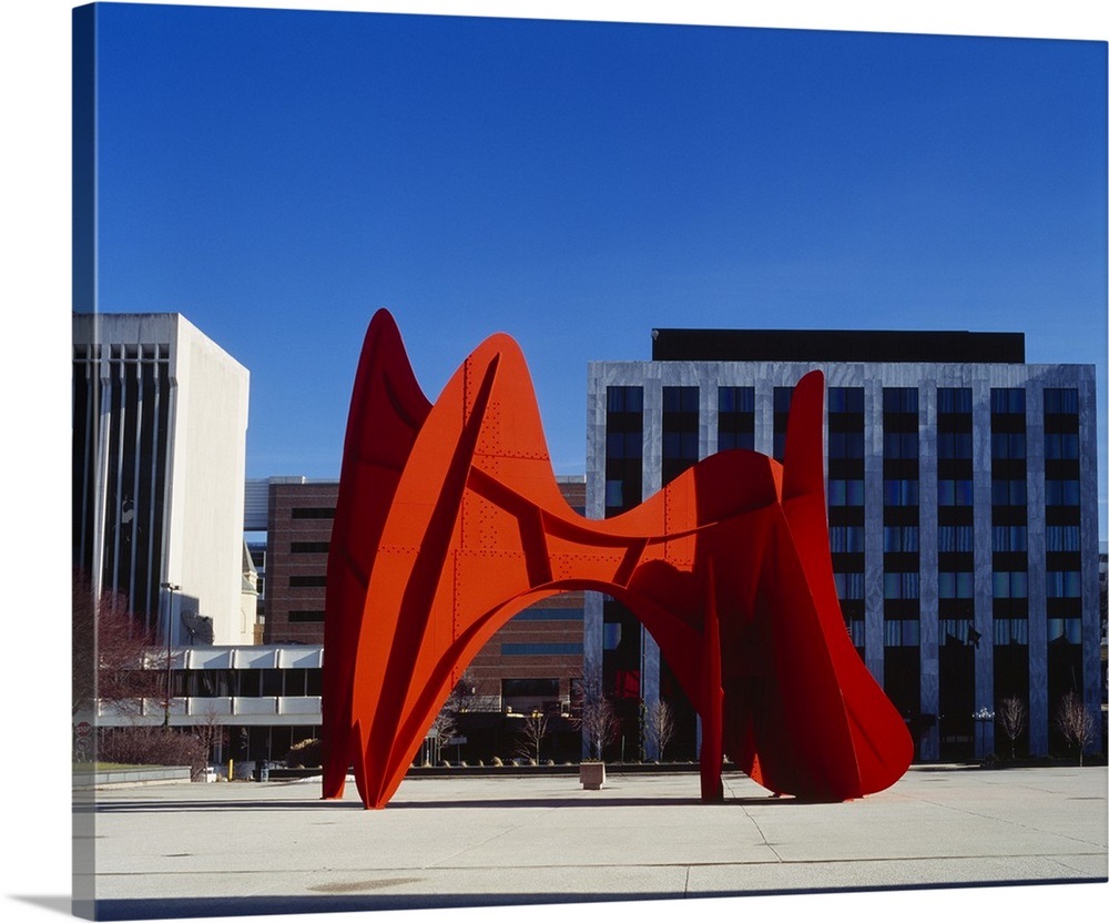 Sculpture in front of a building, Alexander Calder Sculpture, Grand