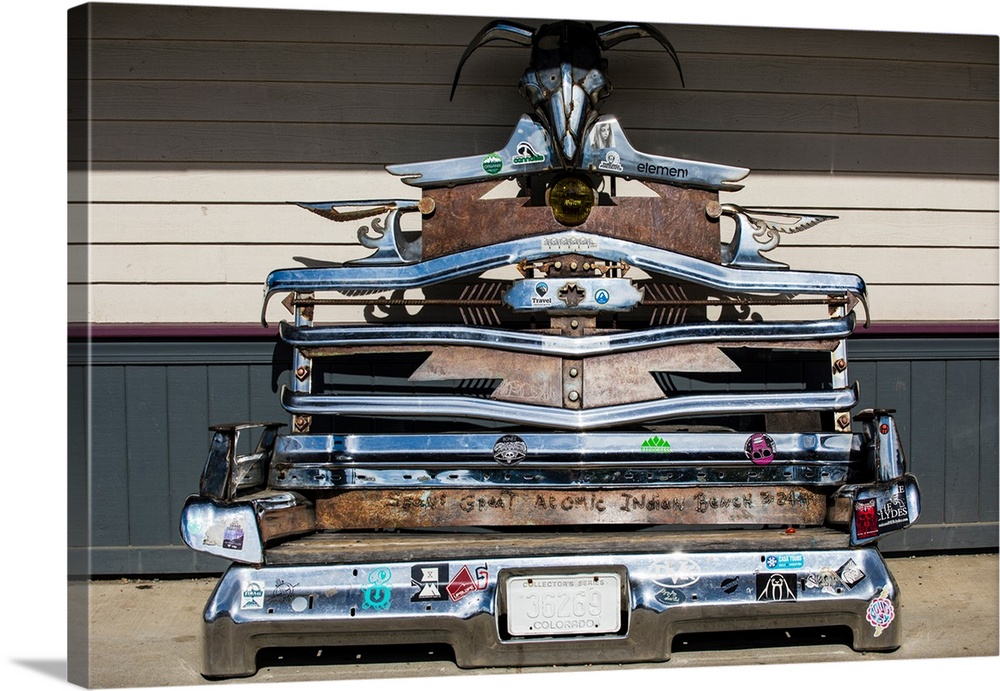 Sculpture made by various parts of automobiles, Crested Butte, Colorado, USA