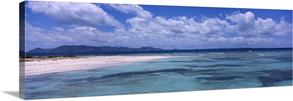 Sea with a mountain range in the background, Cove Bay, Anguilla
