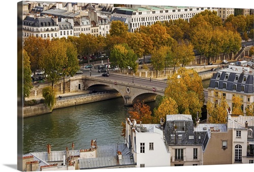 Seine River and city, Paris, Ile-de-France, France | Great Big Canvas