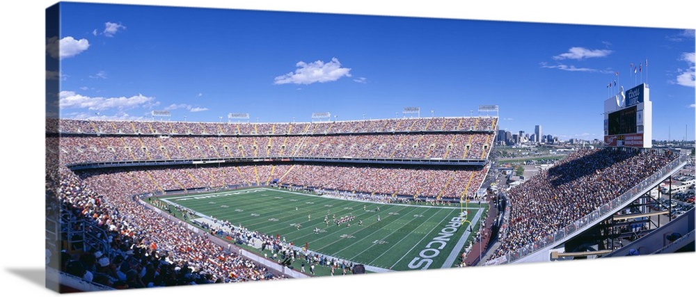 Sell-out crowd at Mile High Stadium, Broncos v. Rams, Denver, Colorado