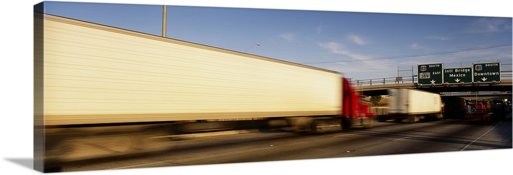 Semi-trucks on a highway, Laredo, Texas