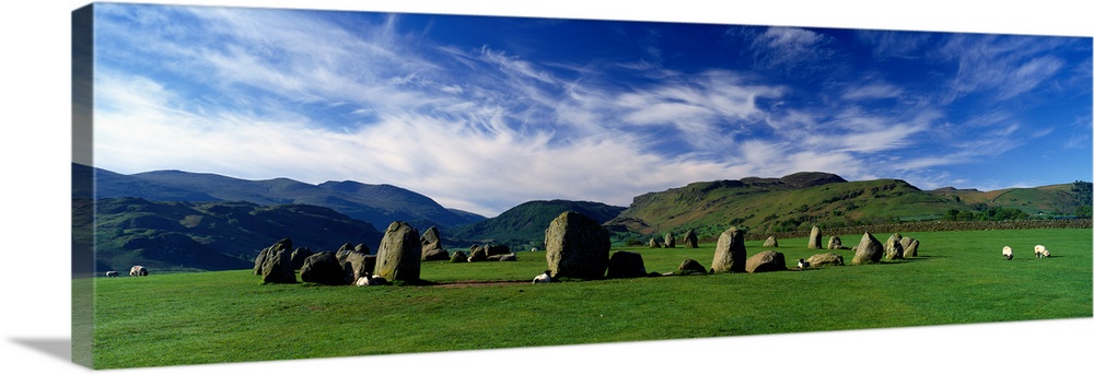 Sheeps Grazing In A Pasture Castlerigg Stone Circle Keswick Lake District Cumbria England United Kingdom