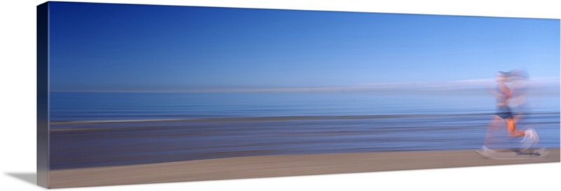 Beach Rode Side Profile Side profile of a woman running on the beach | Great Big Canvas