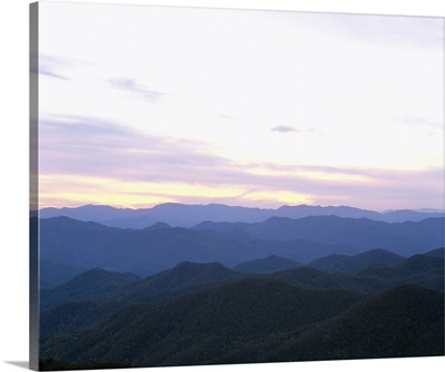 Silhouette of a mountain range at dawn, Cherokee, Swain County, North Carolina
