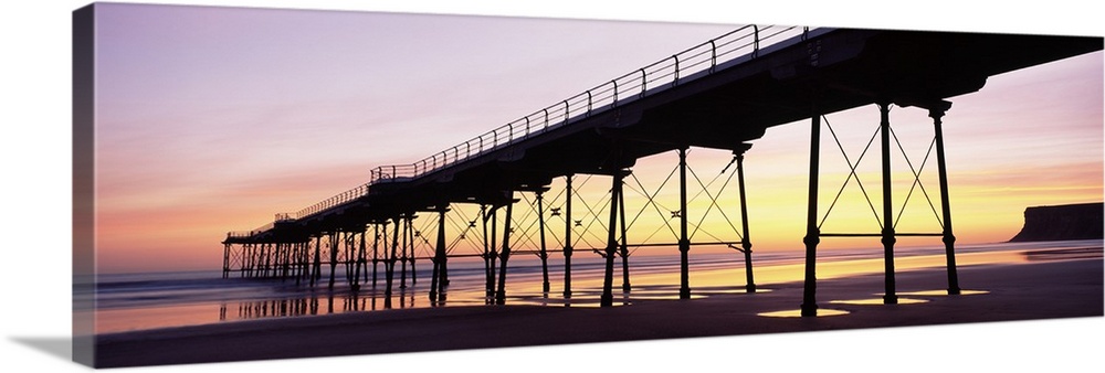 Silhouette of a pier at dusk Saltburn Pier Saltburn By The Sea Redcar And Cleveland North Yorkshire England